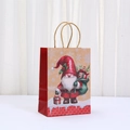 Christmas gnome print kraft paper gift bag with red accents and sturdy rope handles - Small / Christmas Gnome and Snowflakes (048-4)