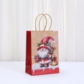 Detail view of a Christmas kraft paper gift bag with Santa Claus and red snowflake pattern - Small / Santa Winter Scene (048-3)