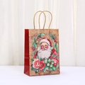Christmas kraft paper gift bag featuring Santa Claus illustration and sturdy rope handles - Santa Claus Style (049-1)