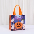 Detail of Halloween non-woven gift bag with pumpkin, ghost prints and orange handles - Blue Pumpkin Ghost Style (9048-6) / 20*20*9