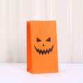 Minimalist Halloween gift bag with classic orange Jack-o'-lantern pumpkin face print - Pumpkin Expression 3 (849-3)