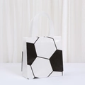 Non-woven gift bag with soccer ball print and white handles for sports events - Soccer Pattern - Black and White (9031-1) / 20*20*9cm