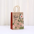 Geschenktüte aus Kraftpapier mit Thank You Aufdruck und handgemaltem Blumendesign - Gänseblümchen Primel Muster (709-2) / 21x15x8cm