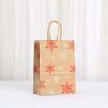 Weihnachts-Geschenktüte aus Kraftpapier mit roten und weißen Schneeflocken und Tragegriff - Rot-Weißes Schneeflockenmuster (047-5)