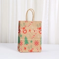Christmas kraft paper gift bag with reindeer and tree prints for holiday party candy packaging - Cartoon Reindeer Head And Christmas Tree Pattern (047-3)