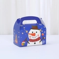 Scatola regalo di Natale blu con motivo pupazzo di neve e manico per dolci e confezioni - Motivo Pupazzo di Neve (A038-4) / 16*9*9