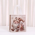 Brown Christmas non-woven gift bag with cartoon Santa and reindeer sleigh print - Santa and Reindeer Pattern (5044-4) / 23x22x11cm
