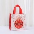 Sacchetto regalo di Natale in tessuto non tessuto con decorazioni rosse e fiocchi di neve - Stile Palla di Natale (5051-1) / 23x22x11cm