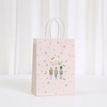 Sac cadeau de Noël Nutcracker à rayures roses avec anse blanche et flocons dorés - Style Soldat Casse-Noisette (563-1) / 21x15x8cm