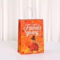 Sacchetto regalo Friendsgiving arancione con tacchino e zucca per confezioni festive - Stile Tacchino Arancione (564-3) / 21x15x8