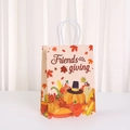 Sacchetto regalo festivo in carta Friendsgiving con motivi di zucca e acero - Stile Raccolto Beige (564-2) / 21x15x8