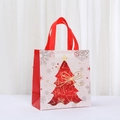 Sacchetto regalo di Natale laminato con albero rosso e manici in TNT resistenti - Stile Albero di Natale (5051-2) / 23x22x11cm
