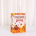 Sacchetto regalo in carta per il Ringraziamento con tacchino, zucche e scritta Friendsgiving - Stile Tacchino Bianco (564-6) / 21x15x8