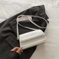 Minimalist white rectangular crossbody bag in smooth PU leather with gold hardware - White