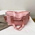 Sac de voyage rose grande capacité en nylon avec bandoulière réglable pour sport et yoga - Rose
