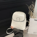 Elegant white crossbody phone bag with polished faux leather and gold metal hooks - White