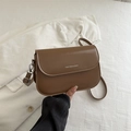 Chic brown synthetic leather crossbody bag with FANYISSA & BAG logo and adjustable strap - Brown