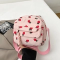 Erdbeere Umhängetasche aus rosa Cordsamt mit verstellbarem Riemen für Mädchen - Rosa