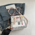 Zaino a pois con spalline rosa e toppe decorative per uno stile quotidiano casual - Rosa