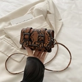 Trendy bruine crossbodytas met slangenprint, dubbele gespen en een slanke riem - Bruin