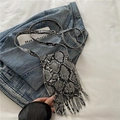 Chic snakeskin crossbody phone bag with fringe detailing and adjustable strap - Gray