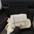 Elegant white quilted crossbody bag with silver chain strap in a premium gift box - White