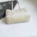 Borsa tote intrecciata bianco crema minimalista con grande capacità e manici - Senza Ciondolo / Bianco