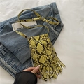 Mini yellow snakeskin crossbody bag with long fringes and adjustable strap - Yellow