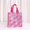 Pink pearl seashell patterned gift bag with durable handles and glossy waterproof finish - Pink Gradient Scale Wave Style (5036-2)