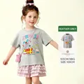 Girls cartoon rabbit grey t-shirt with pink tiered ruffle skirt in summer style - Tops / Mixed Grey / 100cm