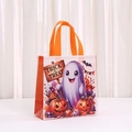Halloween Vlies-Geschenktüte mit niedlichen Geist- und Kürbis-Illustrationen - 23x22x11cm
