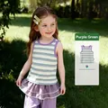 Canotta estiva a righe per bambina in viola e verde con morbida maglia elastica - Viola Verde / 100cm