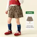 Mädchen Shorts mit Leopardenmuster in Kaffeebraun, Baumwollmischung mit elastischem Bund - 100cm / Braun