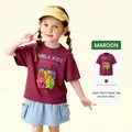 Conjunto de verano para niños con camiseta de algodón magenta y falda cargo azul claro - Tops / Fucsia / 110cm