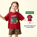 Conjunto de camiseta roja de algodón para niña con estampado y pantalones de leopardo - Tops / Rojo / 100cm