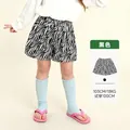 Zebra-Muster Kinder Shorts für Mädchen mit elastischem Bund in Schwarz-Weiß - 100cm / Schwarz