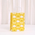 Cute cartoon duck printed yellow kraft paper gift bag with white twisted rope handles - Cute Duck with Clouds Pattern (534-5)