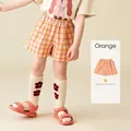 Short enfant à carreaux orange avec taille élastique et motif à carreaux colorés - 120cm / Orange
