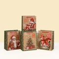 Weihnachtsgeschenktüten aus Papier mit Weihnachtsmann-Motiv und roten Tragegriffen - Gemischte Festliche Stile / 23x18x10cm