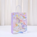 Unicorn themed kraft paper gift bag with rainbow prints and white twisted handles - Unicorn Rainbow White Clouds Pattern (538-2) / H21*L15*W8