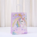 Unicorn Kraft paper gift bag with rainbow prints and white twisted rope handles - Rainbow Clouds Flying Horse Pattern (538-6) / H21*L15*W8