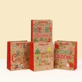 Minimalistische kerstcadeautasjes van kraftpapier met rode handvaten van touw - Gemengde Stijl / Middelgrote Maat