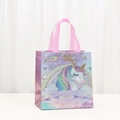 Holographic unicorn non-woven gift bag with rainbow prints and pink handles - Purple Gradient Style (5809-4) / 23cm x 22cm x 11cm