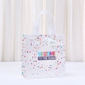 Borsa regalo bianca in tessuto non tessuto con stampa Welcome to the Team e pois - Stile Coriandoli Colorati Fondo Bianco (1011-4)