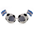 2026 World Cup soccer fan sunglasses with black-white frames and Argentina flag decor - Soccer Shaped Frame with Argentina Flag (Gray Lens)