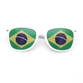 White frame sunglasses with Brazil flag pinhole lenses for parties and sports events - Brazil Flag