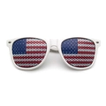 White frame USA flag pinhole sunglasses with patriotic star and stripe pattern lenses - White
