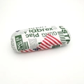 Hard shell glasses case with American flag and newspaper print on textured leather - Green