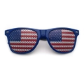 Blue frame party sunglasses with American flag pattern on perforated pinhole lenses - Blue