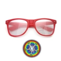 Red diffraction party glasses showing colorful football pattern visual effect on white background - Red Frame